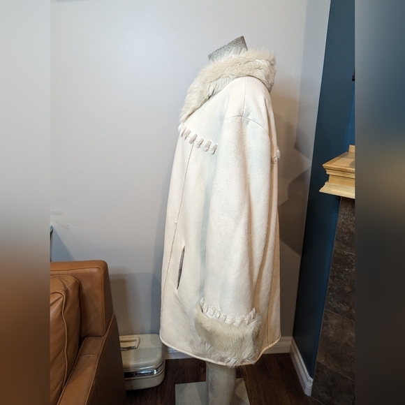 Vintage Novelti Winter White vegan Shearling & Suede Coat plus Size 3X - Picture 7 of 16